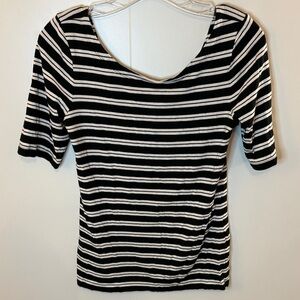 Banana Republic Black and White Striped Short Sleeve Top